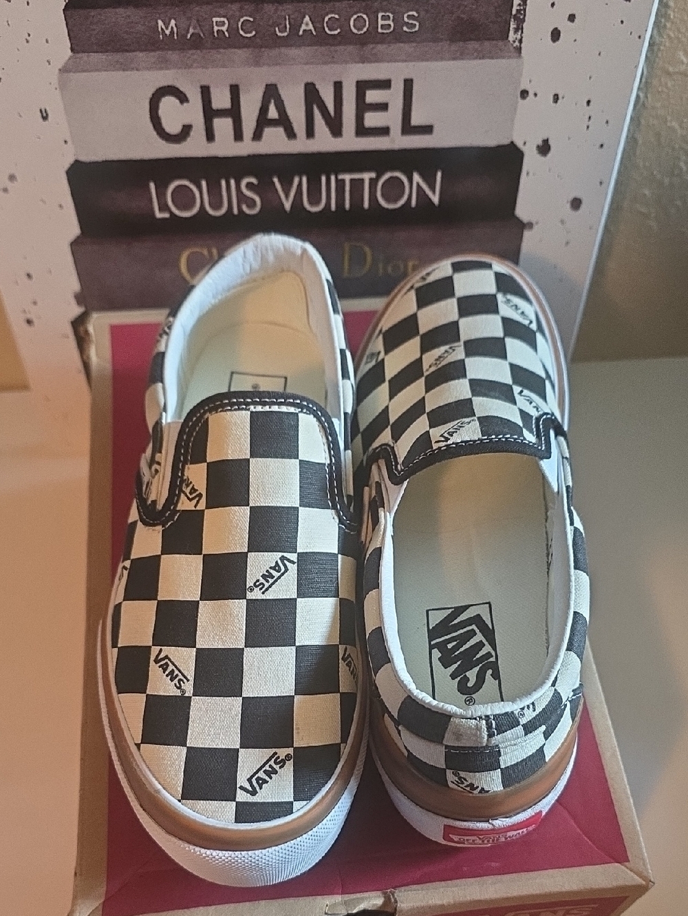 Vans Women's Checkerboard Slip-On Sneakers - Black & White